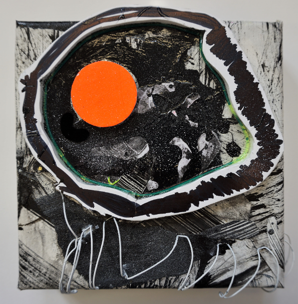 Cell - Art work in mixed media on deep canvas by Kirsten Mortimer